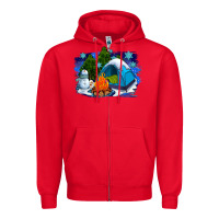 Red winter camping with camp fire Zipper Hoodie - AdoDesignShop