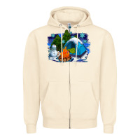 Sandshell winter camping with camp fire Zipper Hoodie - AdoDesignShop