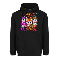 Black Happy Hallothanksmas unicorns Heavyweight Hoodie - NancyCooperArtShop