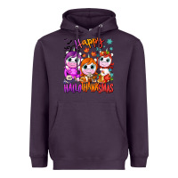 Plum Happy Hallothanksmas unicorns Heavyweight Hoodie - NancyCooperArtShop