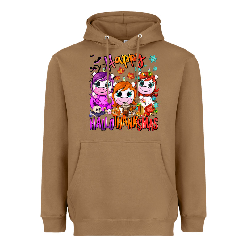Happy Hallothanksmas Unicorns Heavyweight Hoodie by NancyCooperArtShop | Teevron