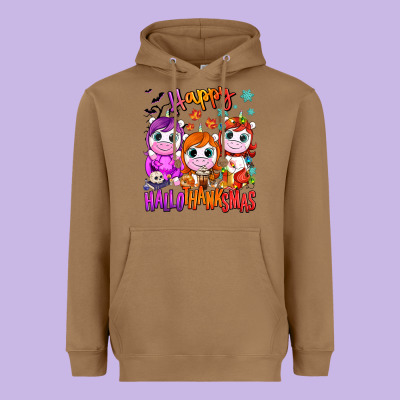 Happy Hallothanksmas Unicorns Heavyweight Hoodie Designed By Nancycooperartshop
