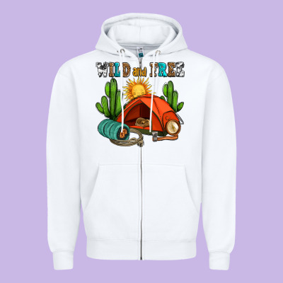 Wild And Free Camp Zipper Hoodie Designed By Adodesignshop