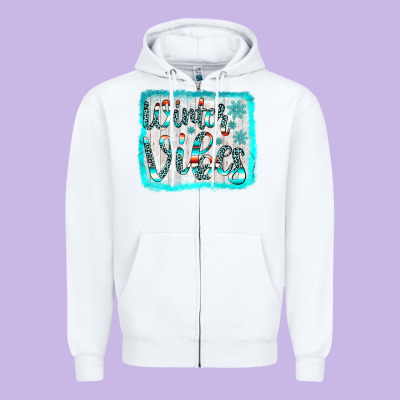 Winter Vibes Zipper Hoodie Designed By Jahusdesignshop