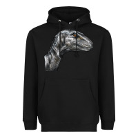 Black Velociraptor Face Heavyweight Hoodie - LillyAllenDesigns