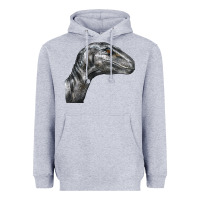 Heather Grey Velociraptor Face Heavyweight Hoodie - LillyAllenDesigns