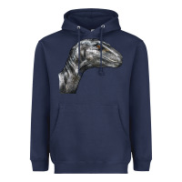 Navy Velociraptor Face Heavyweight Hoodie - LillyAllenDesigns