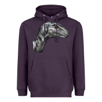 Plum Velociraptor Face Heavyweight Hoodie - LillyAllenDesigns