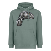 Sage Velociraptor Face Heavyweight Hoodie - LillyAllenDesigns