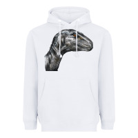 White Velociraptor Face Heavyweight Hoodie - LillyAllenDesigns