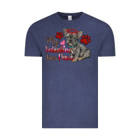 Vintage Denim my valentine has paws french bulldog Vintage Tee - RanaPortraitStore