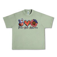Oil Green peace love america Urban Heavy Tee - BarkalooDesign