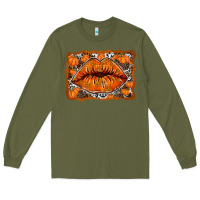 Army Green fall lips Long Sleeve Tee - RacoonDesign