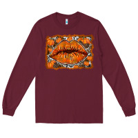 Burgundy fall lips Long Sleeve Tee - RacoonDesign
