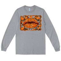 Heather Grey fall lips Long Sleeve Tee - RacoonDesign