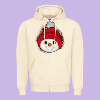 Snowman Zipper Hoodie Designed By Jahusdesignshop