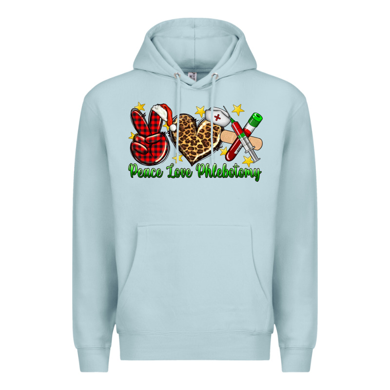 Peace Love Phlebotomy Christmas Premium Hoodie by NancyCooperArtShop | Teevron