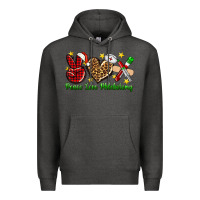 Charcoal Heather Peace love Phlebotomy Christmas Premium Hoodie - NancyCooperArtShop