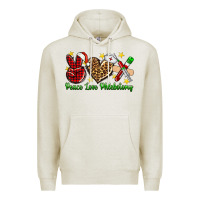 Oatmeal Heather Peace love Phlebotomy Christmas Premium Hoodie - NancyCooperArtShop