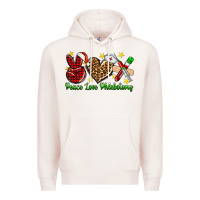 Pale Pink Peace love Phlebotomy Christmas Premium Hoodie - NancyCooperArtShop