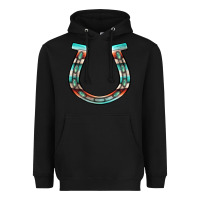 Black serape turquoise horseshoe Heavyweight Hoodie - Jasminsmagicworld
