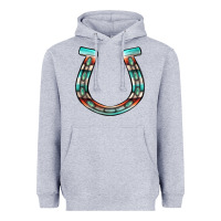 Heather Grey serape turquoise horseshoe Heavyweight Hoodie - Jasminsmagicworld