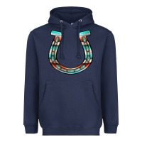 Navy serape turquoise horseshoe Heavyweight Hoodie - Jasminsmagicworld