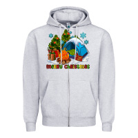 Heather Grey merry Christmas camp Zipper Hoodie - AdoDesignShop