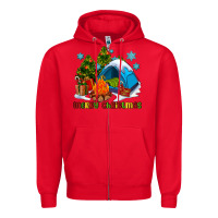 Red merry Christmas camp Zipper Hoodie - AdoDesignShop