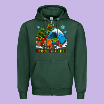 Merry Christmas Camp Zipper Hoodie Designed By Adodesignshop