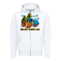 White merry Christmas camp Zipper Hoodie - AdoDesignShop