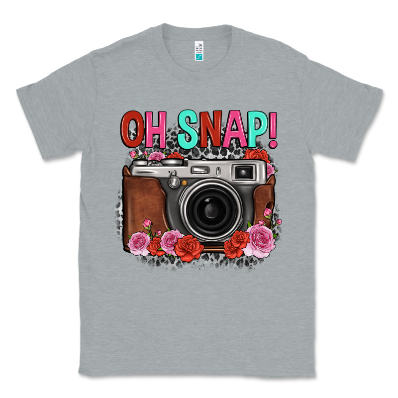 Oh Snap Rose Grey Leopard Vintage Camera Classic Tee by FaDigitalArtStudio | Teevron