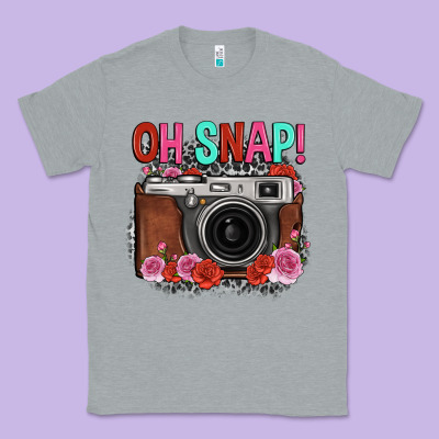 Oh Snap Rose Grey Leopard Vintage Camera Classic Tee Designed By Fadigitalartstudio