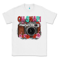 White oh snap rose grey leopard vintage camera Classic Tee - FaDigitalArtStudio