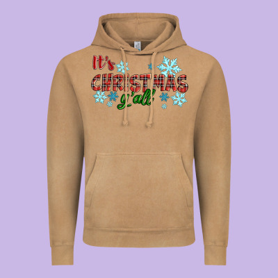 It's Christmas Y'all Season Winter Vintage Hoodie Designed By Ranaportraitstore