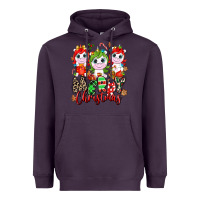 Plum Merry Christmas unicorns Heavyweight Hoodie - NancyCooperArtShop