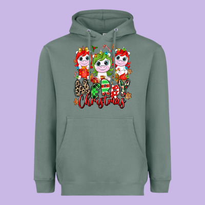Merry Christmas Unicorns Heavyweight Hoodie Designed By Nancycooperartshop