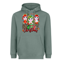 Sage Merry Christmas unicorns Heavyweight Hoodie - NancyCooperArtShop