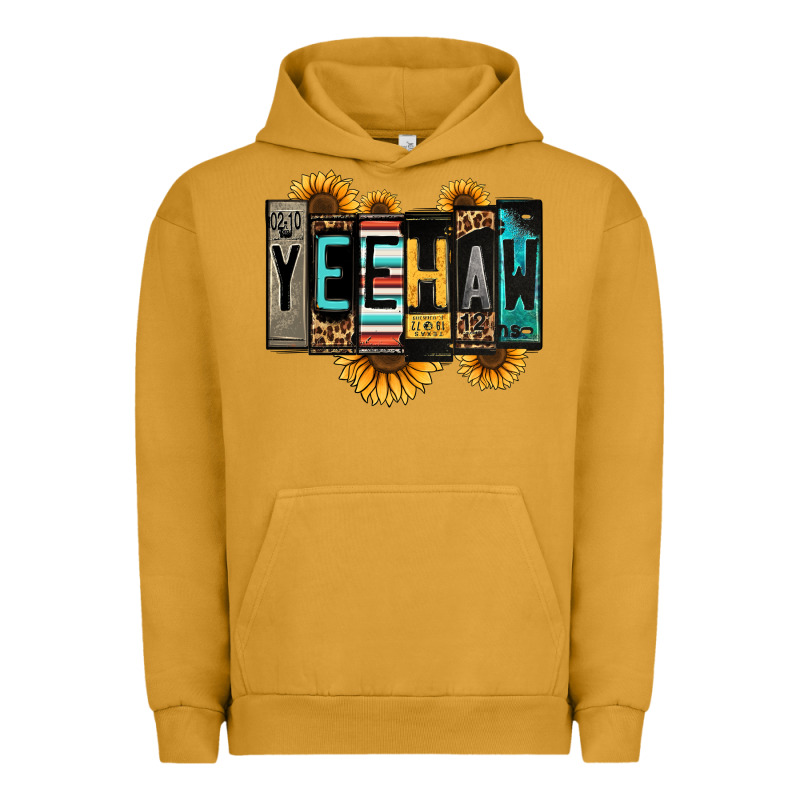 Yeehaw License Plate Letters Urban Hoodie by Jasminsmagicworld | Teevron