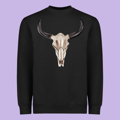 Western Bull Skull Tbw Heavyweight Sweatshirt Designed By Texasbilliewilder