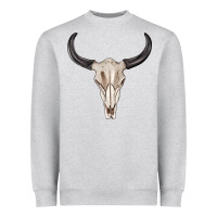 Heather Grey western bull skull tbw Heavyweight Sweatshirt - texasbilliewilder