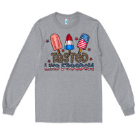 Heather Grey tasted like freedom Long Sleeve Tee - CowhideDigitalArt