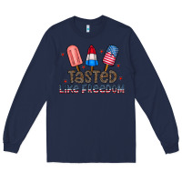 Navy tasted like freedom Long Sleeve Tee - CowhideDigitalArt