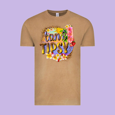 Tan Tipsy Summer Vintage Tee Designed By Texasbilliewilder
