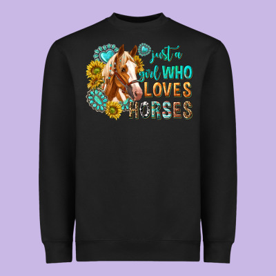 Western Just A Girl Who Loves Horses Heavyweight Sweatshirt Designed By Texasbilliewilder