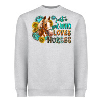 Heather Grey western just a girl who loves horses Heavyweight Sweatshirt - texasbilliewilder