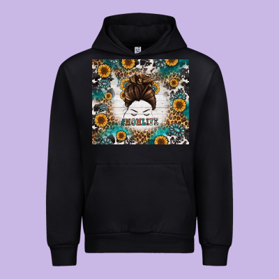 Mom Life Messy Bun Western Urban Hoodie Designed By Jasminsmagicworld