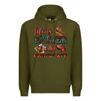 Army Green life is better with chocolate Premium Hoodie - AdoDesignShop