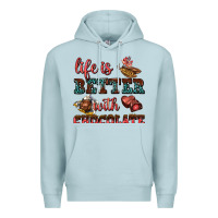 Blue Mist life is better with chocolate Premium Hoodie - AdoDesignShop