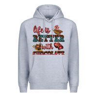 Heather Grey life is better with chocolate Premium Hoodie - AdoDesignShop